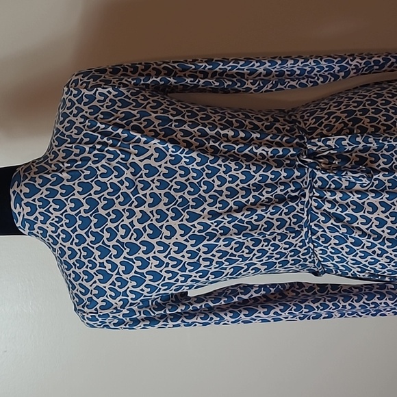 Boden Blue & Pink Heart Wrap Dress Size 10 - Picture 4 of 8